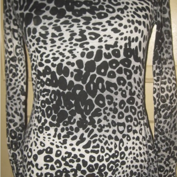 Express Sheer Scoop Neck Top. Animal print. Size Large. - Picture 11 of 12